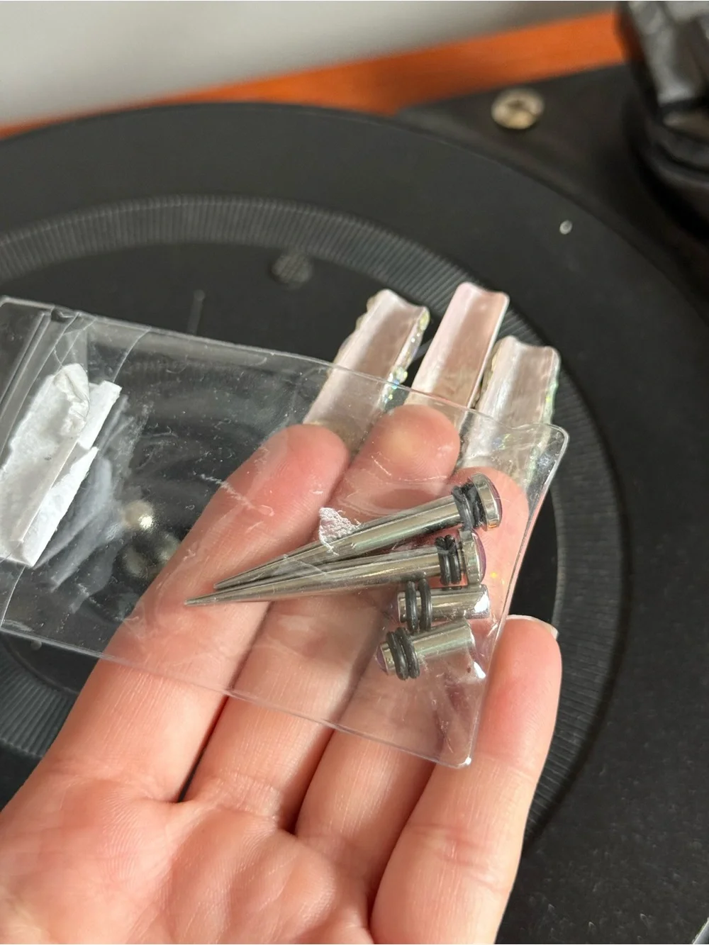 Silver gauge earrings